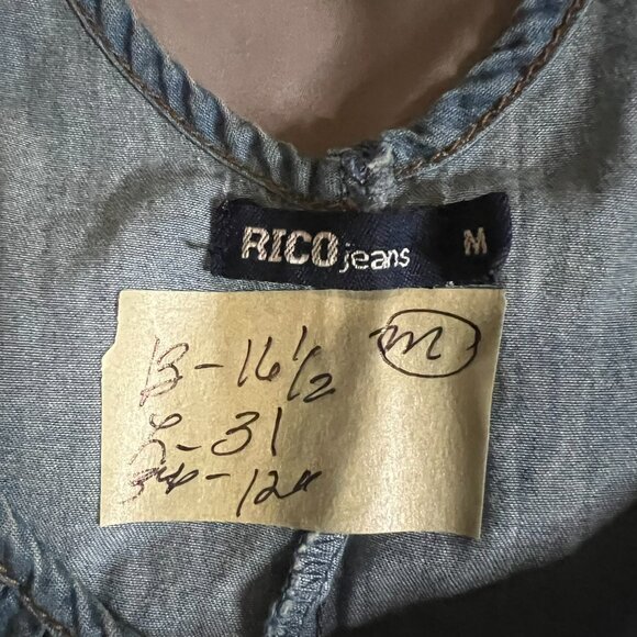 Rico Jeans Chambray Denim Romper Women’s Medium Sleeveless Drawstring M - Picture 7 of 7
